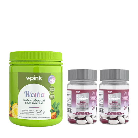 Kit Wesha chá verde e abacaxi + 2 ácidos hialurônicos